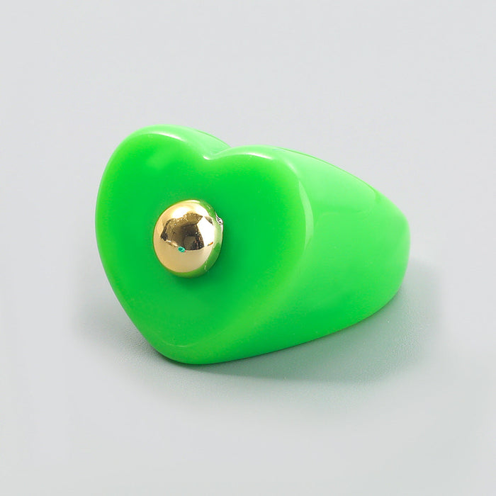 Wholesale Rings Candy-colored love heart-shaped resin JDC-RS-JL067 Rings JoyasDeChina green Wholesale Jewelry JoyasDeChina Joyas De China