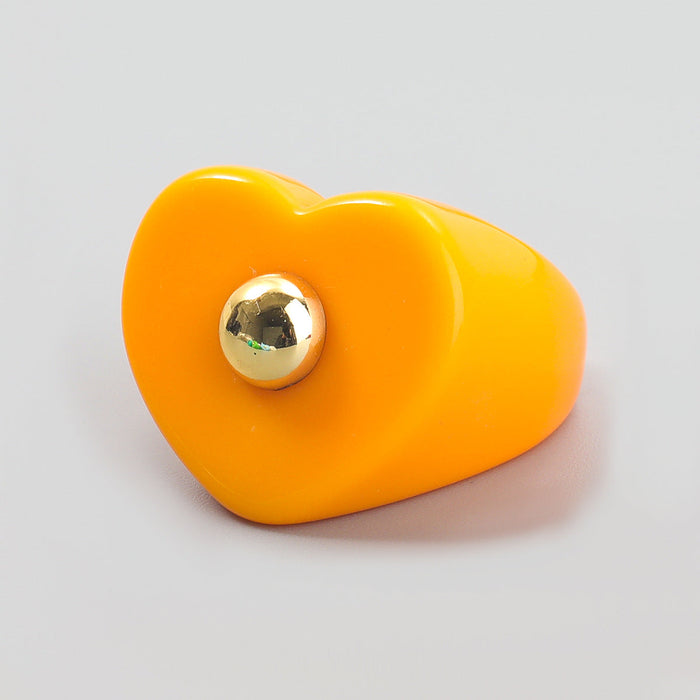 Wholesale Rings Candy-colored love heart-shaped resin JDC-RS-JL067 Rings JoyasDeChina orange Wholesale Jewelry JoyasDeChina Joyas De China