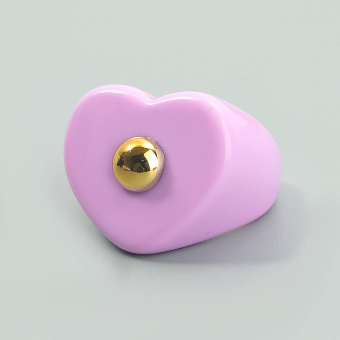 Wholesale Rings Candy-colored love heart-shaped resin JDC-RS-JL067 Rings JoyasDeChina purple Wholesale Jewelry JoyasDeChina Joyas De China