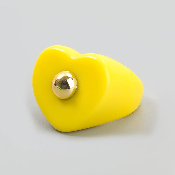 Wholesale Rings Candy-colored love heart-shaped resin JDC-RS-JL067 Rings JoyasDeChina Yellow Wholesale Jewelry JoyasDeChina Joyas De China