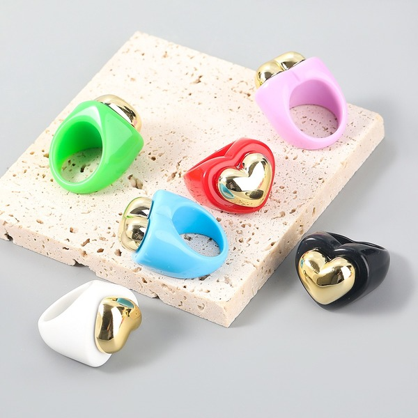 Wholesale Rings Candy-colored love heart-shaped resin JDC-RS-JL077 Rings JoyasDeChina Wholesale Jewelry JoyasDeChina Joyas De China