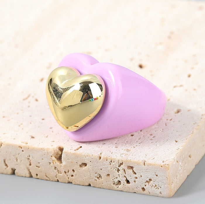 Wholesale Rings Candy-colored love heart-shaped resin JDC-RS-JL077 Rings JoyasDeChina purple Wholesale Jewelry JoyasDeChina Joyas De China