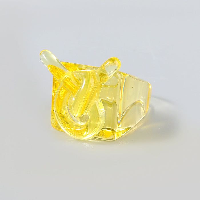 Wholesale Rings Candy-colored resin knotted JDC-RS-JL036 Rings JoyasDeChina Yellow Wholesale Jewelry JoyasDeChina Joyas De China