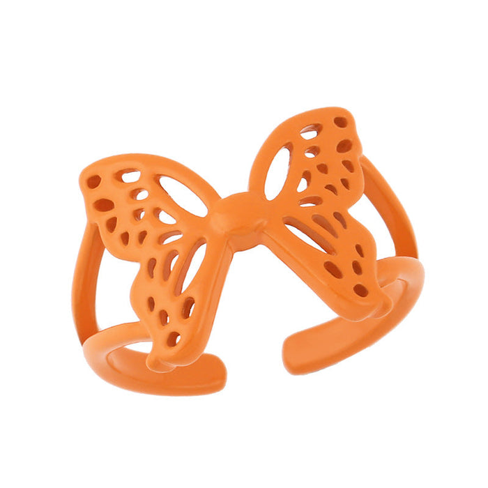 Wholesale Rings Color butterfly copper JDC-RS-AS394 Rings JoyasDeChina Orange Adjustable opening Wholesale Jewelry JoyasDeChina Joyas De China