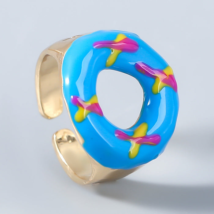 Wholesale Rings gold Alloy drip donuts JDC-RS-JL055 Rings JoyasDeChina blue Wholesale Jewelry JoyasDeChina Joyas De China