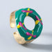 Wholesale Rings gold Alloy drip donuts JDC-RS-JL055 Rings JoyasDeChina Green Wholesale Jewelry JoyasDeChina Joyas De China