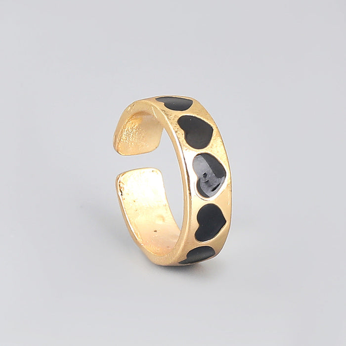 Wholesale Rings gold Alloy love heart-shaped drop of oil JDC-RS-JL054 Rings JoyasDeChina Black Wholesale Jewelry JoyasDeChina Joyas De China