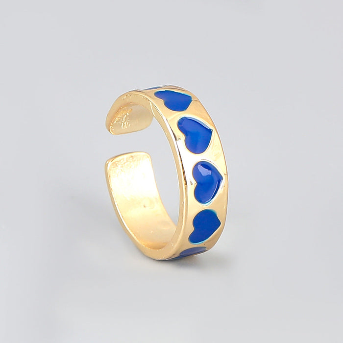 Wholesale Rings gold Alloy love heart-shaped drop of oil JDC-RS-JL054 Rings JoyasDeChina Blue Wholesale Jewelry JoyasDeChina Joyas De China