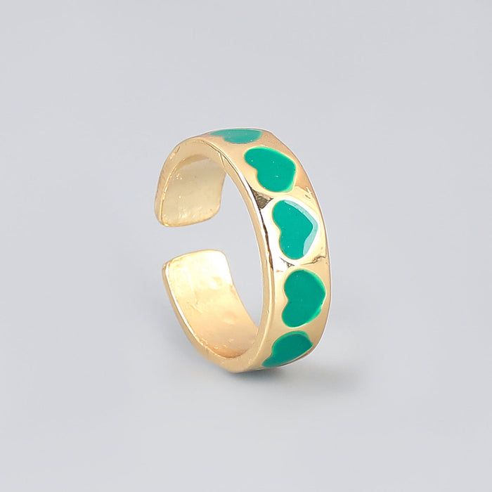 Wholesale Rings gold Alloy love heart-shaped drop of oil JDC-RS-JL054 Rings JoyasDeChina green Wholesale Jewelry JoyasDeChina Joyas De China