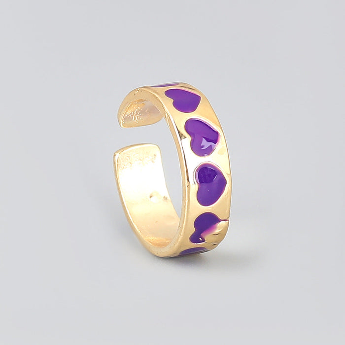 Wholesale Rings gold Alloy love heart-shaped drop of oil JDC-RS-JL054 Rings JoyasDeChina purple Wholesale Jewelry JoyasDeChina Joyas De China