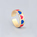 Wholesale Rings gold Alloy love heart-shaped drop of oil JDC-RS-JL054 Rings JoyasDeChina Red and blue Wholesale Jewelry JoyasDeChina Joyas De China