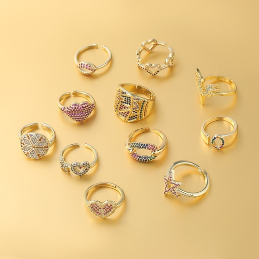 Wholesale Rings gold Copper micro diamond love heart JDC-RS-JL108 Rings JoyasDeChina Wholesale Jewelry JoyasDeChina Joyas De China