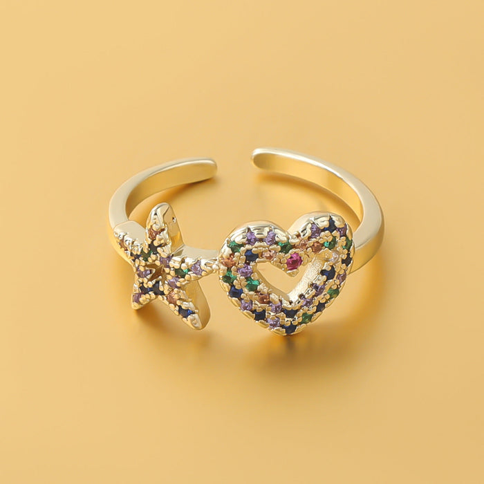 Wholesale Rings gold Copper micro diamond love heart JDC-RS-JL108 Rings JoyasDeChina No. 2 One size fits all Wholesale Jewelry JoyasDeChina Joyas De China