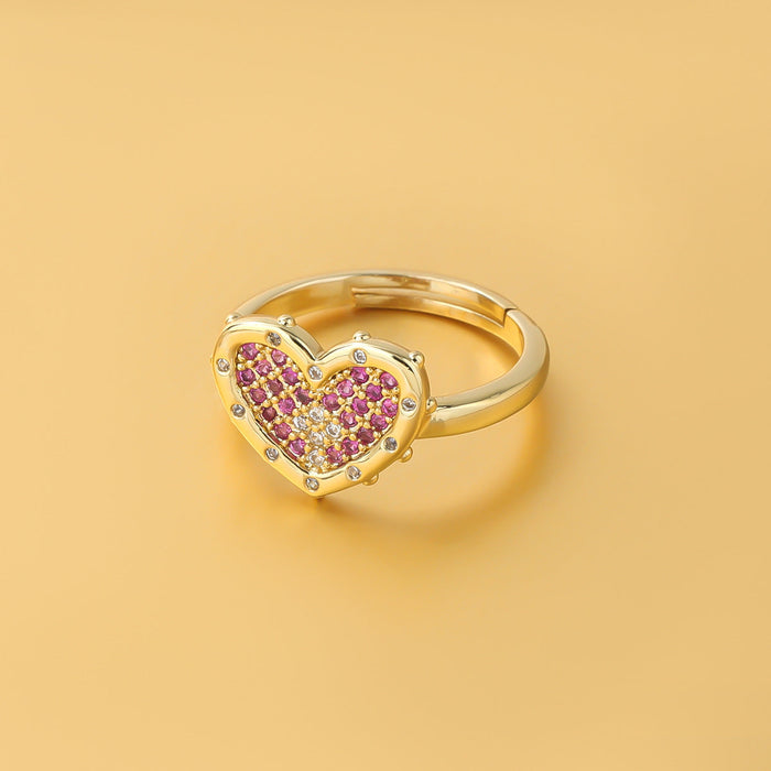 Wholesale Rings gold Copper micro diamond love heart JDC-RS-JL108 Rings JoyasDeChina No. 4 One size fits all Wholesale Jewelry JoyasDeChina Joyas De China