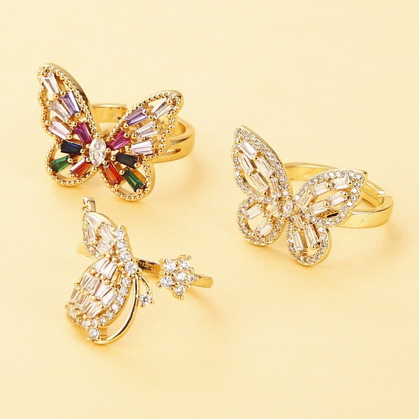 Wholesale Rings gold Copper micro-inlaid zircon butterfly JDC-RS-JL085 Rings JoyasDeChina Wholesale Jewelry JoyasDeChina Joyas De China