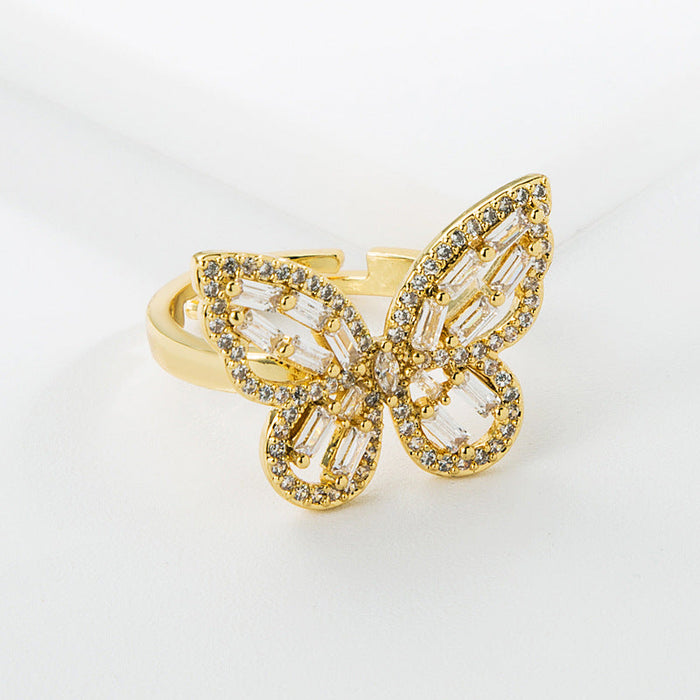 Wholesale Rings gold Copper micro-inlaid zircon butterfly JDC-RS-JL085 Rings JoyasDeChina white Wholesale Jewelry JoyasDeChina Joyas De China
