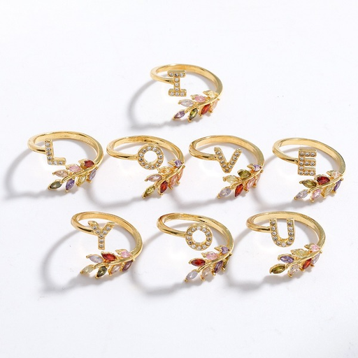 Wholesale Rings gold Copper micro-inlaid zircon with 26 English letters JDC-RS-JL117 Rings JoyasDeChina Wholesale Jewelry JoyasDeChina Joyas De China