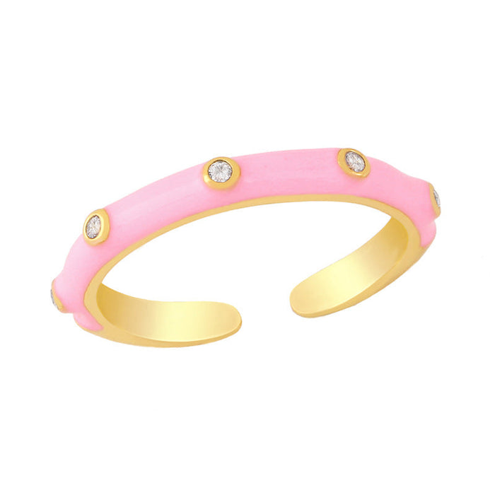 Wholesale Rings gold geometry copper JDC-RS-AS380 Rings JoyasDeChina pink The opening is adjustable Wholesale Jewelry JoyasDeChina Joyas De China