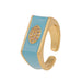 Wholesale Rings gold geometry copper JDC-RS-HX038 Rings JoyasDeChina Blue Opening adjustable Wholesale Jewelry JoyasDeChina Joyas De China