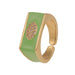 Wholesale Rings gold geometry copper JDC-RS-HX038 Rings JoyasDeChina green Opening adjustable Wholesale Jewelry JoyasDeChina Joyas De China