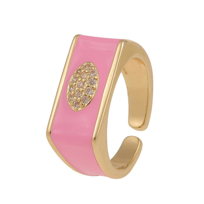 Wholesale Rings gold geometry copper JDC-RS-HX038 Rings JoyasDeChina Pink Opening adjustable Wholesale Jewelry JoyasDeChina Joyas De China
