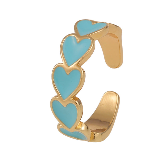 Wholesale Rings gold Heart-shaped drop of oil copper JDC-RS-HX020 Rings JoyasDeChina Blue Opening adjustable Wholesale Jewelry JoyasDeChina Joyas De China