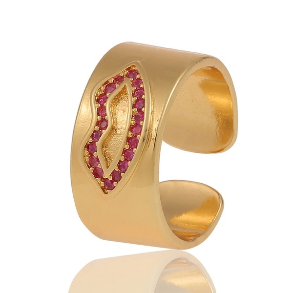 Wholesale Rings gold Heart shaped lips copper JDC-RS-HX026 Rings JoyasDeChina Wholesale Jewelry JoyasDeChina Joyas De China