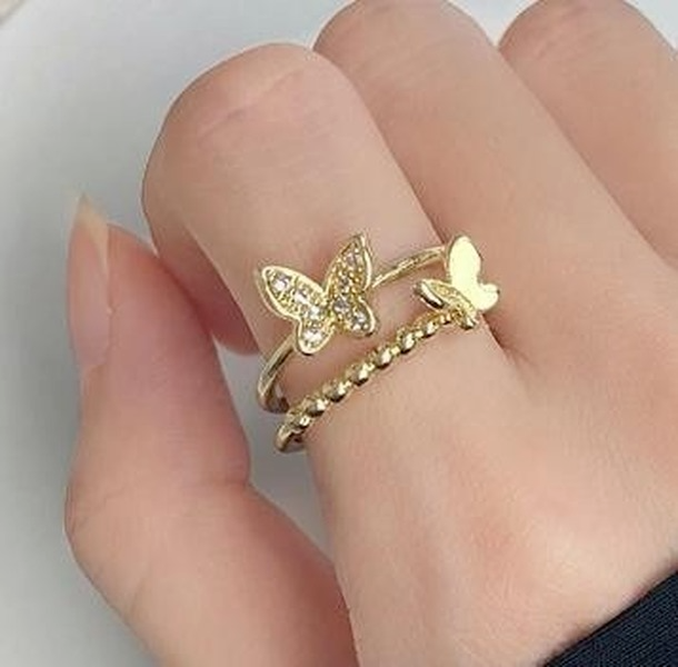 Bulk Jewelry Wholesale Rings gold Hollow butterfly element Alloy JDC-RS-xy011 Wholesale factory from China YIWU China