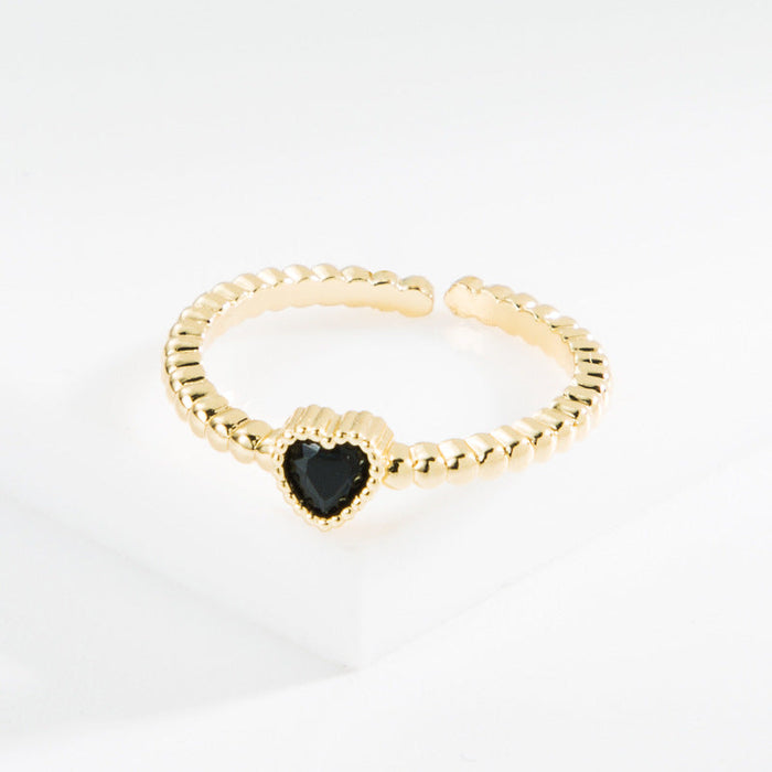 Wholesale Rings gold Love heart shaped rhinestones copper JDC-RS-JL061 Rings JoyasDeChina black Wholesale Jewelry JoyasDeChina Joyas De China