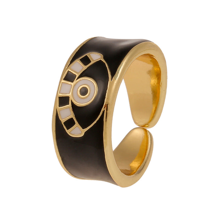 Wholesale Rings gold Lucky Eye Drops copper JDC-RS-HX036 Rings JoyasDeChina black Adjustable opening Wholesale Jewelry JoyasDeChina Joyas De China