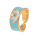 Wholesale Rings gold Lucky Eye Drops copper JDC-RS-HX036 Rings JoyasDeChina Sky blue Adjustable opening Wholesale Jewelry JoyasDeChina Joyas De China