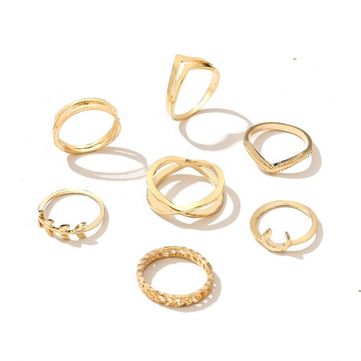 Bulk Jewelry Wholesale Rings gold Moon leaf cross geometry Alloy JDC-RS-xy012 Wholesale factory from China YIWU China