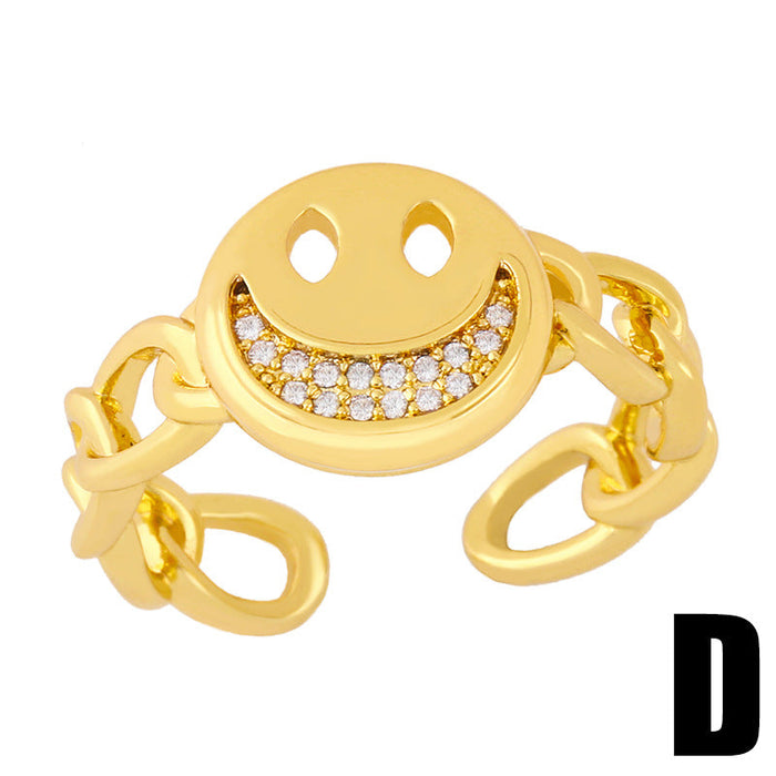 Wholesale Rings gold smile copper JDC-RS-AS382 Rings JoyasDeChina D The opening is adjustable Wholesale Jewelry JoyasDeChina Joyas De China