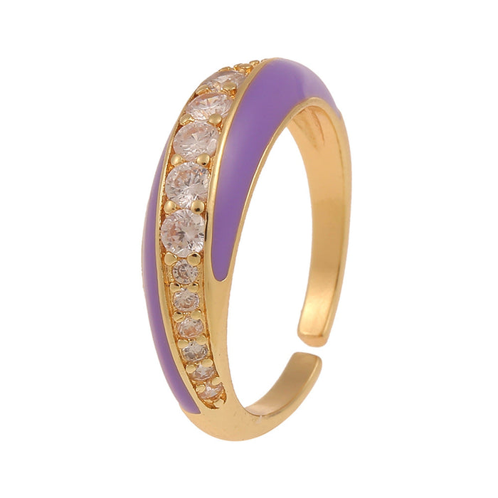 Wholesale Rings gold Zircon oil copper JDC-RS-HX034 Rings JoyasDeChina purple The openings are adjustable Wholesale Jewelry JoyasDeChina Joyas De China
