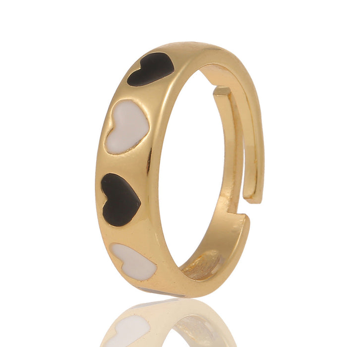 Wholesale Rings goldDripping love copper JDC-RS-HX018 Rings JoyasDeChina Black and white love Adjustable opening Wholesale Jewelry JoyasDeChina Joyas De China