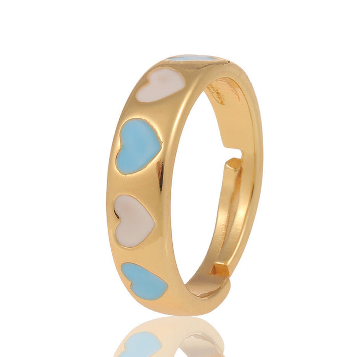 Wholesale Rings goldDripping love copper JDC-RS-HX018 Rings JoyasDeChina Blue and white love Adjustable opening Wholesale Jewelry JoyasDeChina Joyas De China