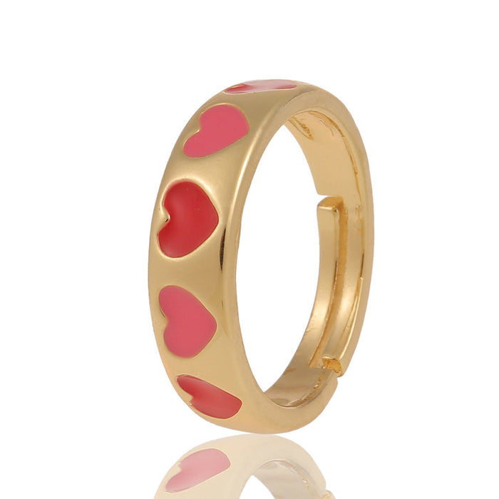 Wholesale Rings goldDripping love copper JDC-RS-HX018 Rings JoyasDeChina Red and pink love Adjustable opening Wholesale Jewelry JoyasDeChina Joyas De China