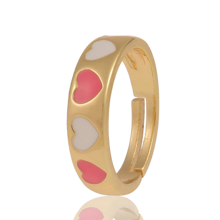 Wholesale Rings goldDripping love copper JDC-RS-HX018 Rings JoyasDeChina White pink love Adjustable opening Wholesale Jewelry JoyasDeChina Joyas De China