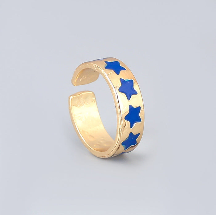 Wholesale Rings Golden alloy dripping stars JDC-RS-JL047 Rings JoyasDeChina blue Wholesale Jewelry JoyasDeChina Joyas De China
