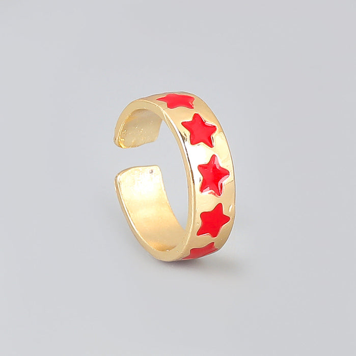 Wholesale Rings Golden alloy dripping stars JDC-RS-JL047 Rings JoyasDeChina Red Wholesale Jewelry JoyasDeChina Joyas De China