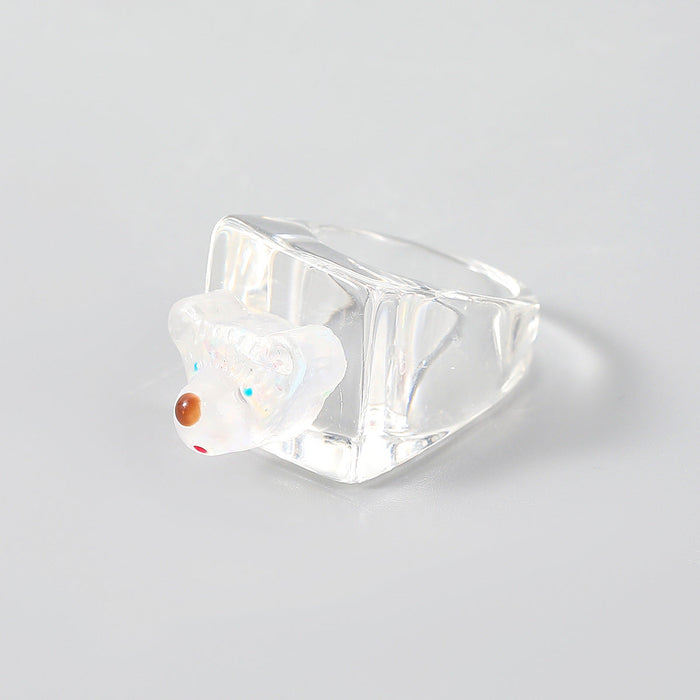Wholesale Rings Transparent dog head resin JDC-RS-JL056 Rings JoyasDeChina White Wholesale Jewelry JoyasDeChina Joyas De China
