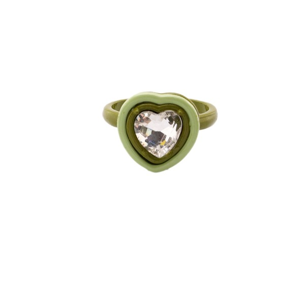 Bulk Jewelry Wholesale RingsGreen alloy diamond love heart JDC-RS-e195 Wholesale factory from China YIWU China