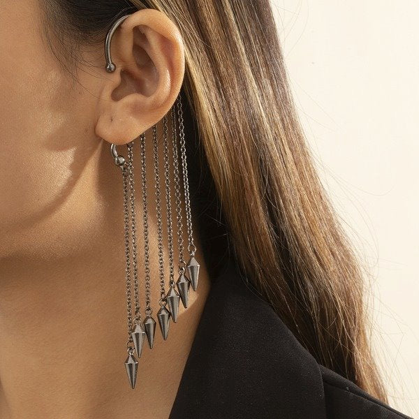 Wholesale rivet tassel alloy iron chain earrings JDC-ES-DN011 Earrings 道妮 Wholesale Jewelry JoyasDeChina Joyas De China