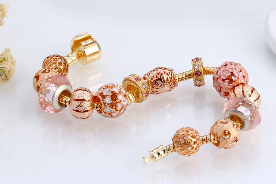 Wholesale rose gold alloy glass beaded bracelet JDC-BT-GSPD003 Bracelet JoyasDeChina Wholesale Jewelry JoyasDeChina Joyas De China