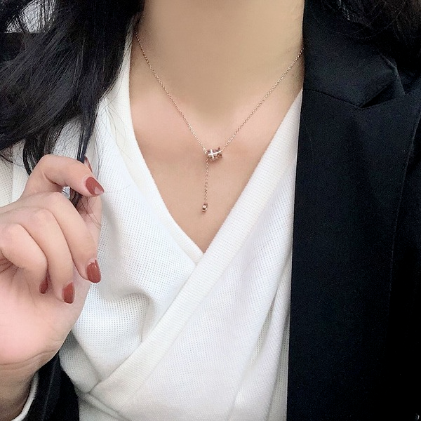 Bulk Jewelry Wholesale rose gold Roman stainless steel ring pendant necklace JDC-NE-L005 Wholesale factory from China YIWU China