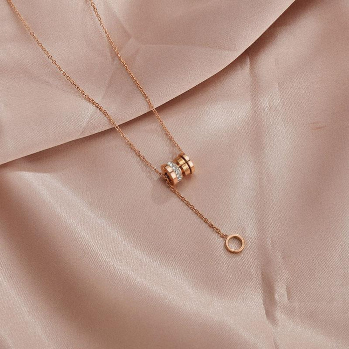 Bulk Jewelry Wholesale rose gold Roman stainless steel ring pendant necklace JDC-NE-L005 Wholesale factory from China YIWU China
