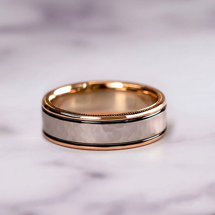 Wholesale rose gold separation shimmer zircon three-piece ring JDC-RS-Caos003 Rings 曹适 Wholesale Jewelry JoyasDeChina Joyas De China
