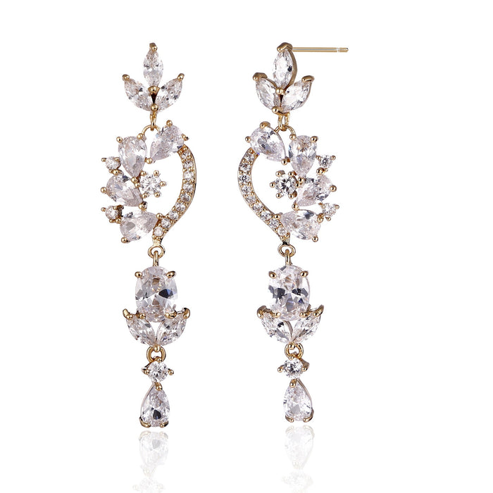 Wholesale rose gold zircon earrings JDC-ES-Mix016 Earrings 迷茜 golden Wholesale Jewelry JoyasDeChina Joyas De China