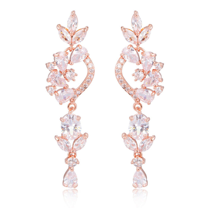 Wholesale rose gold zircon earrings JDC-ES-Mix016 Earrings 迷茜 rose gold Wholesale Jewelry JoyasDeChina Joyas De China