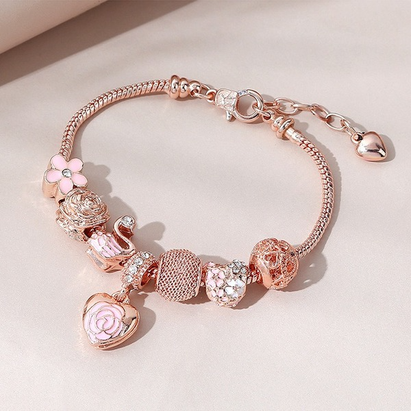 Wholesale rose peach heart beaded glass bracelet JDC-BT-qz081 Bracelet JoyasDeChina Wholesale Jewelry JoyasDeChina Joyas De China